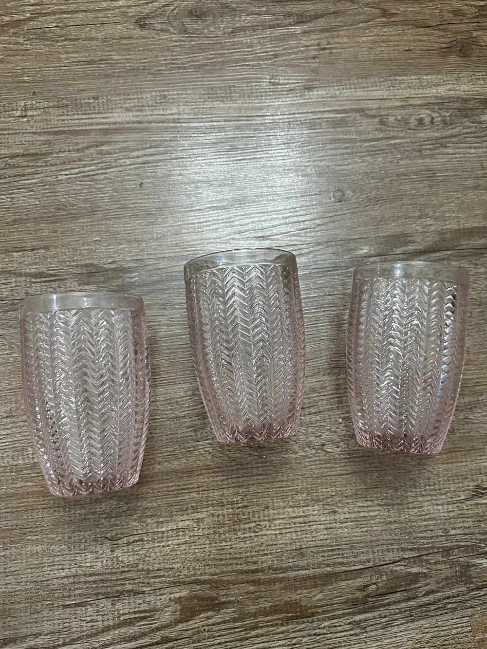 Godinger Pink Pressed Glass Tumbler Trio